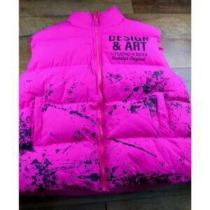 Rockstar Neon Pink Puffer Vest Women's M